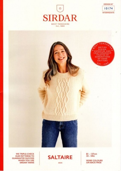 Knitting Pattern - Sirdar 10174 - Saltaire Aran - Ladies Sweater